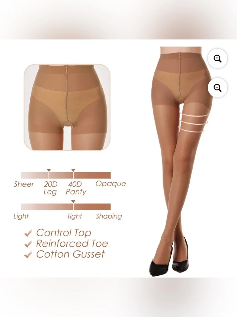 G&Y Classic Women’s Sheer Control Top Pantyhose 3 Pair Nude Size Small New